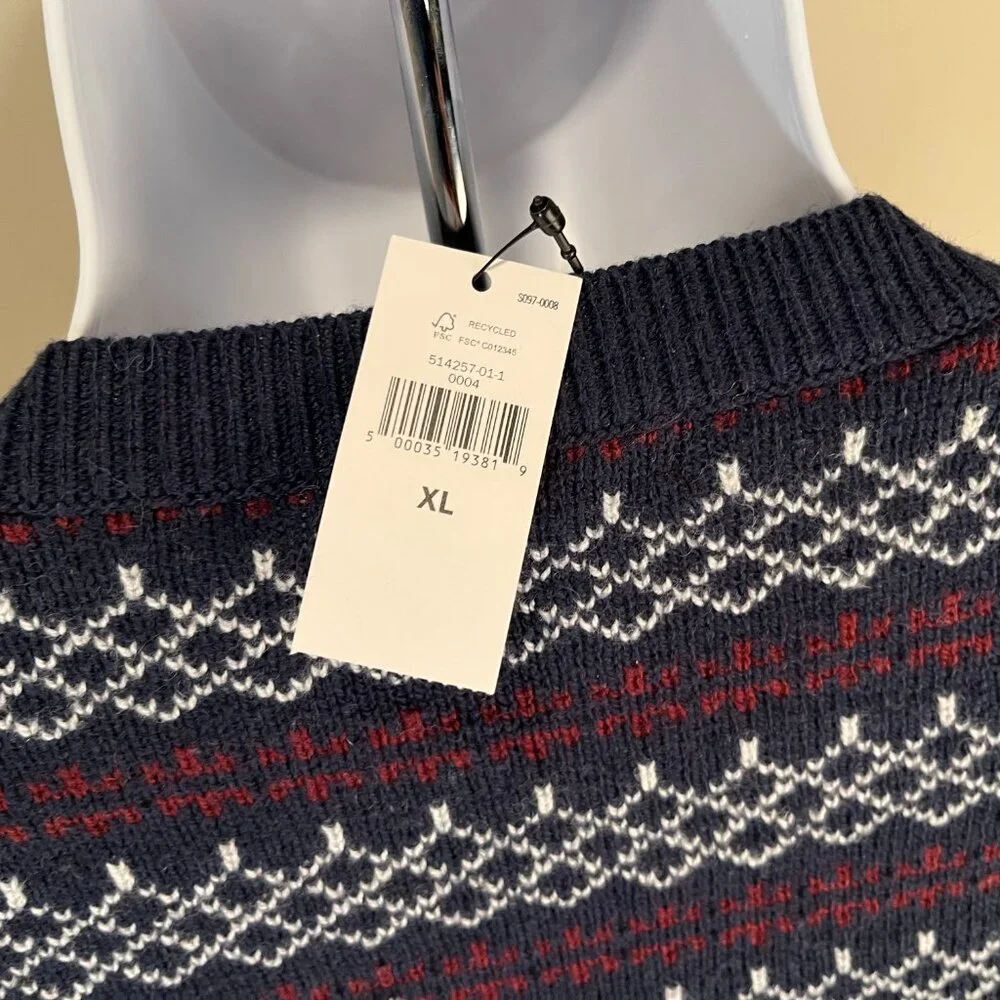 NWT Banana Republic Men’s Wool Blend Fair Isle Crewneck Sweater XL NEW
